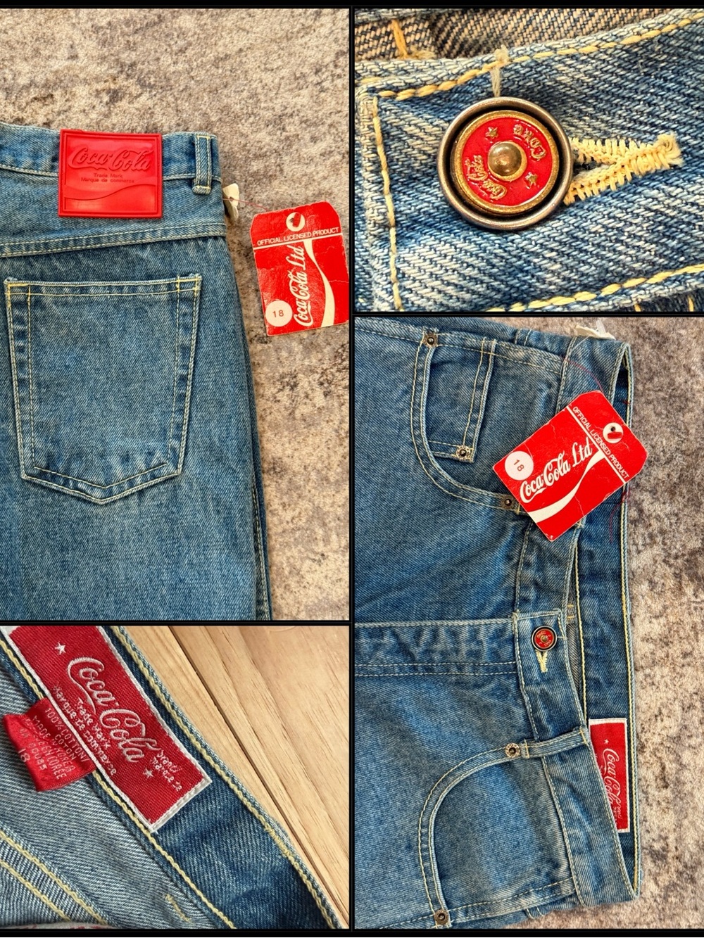 Vintage Coca Cola High Rise Straight Leg Mom Jeans Deadstock 100% Cotton NWT